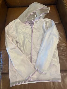Cat & Jack Light Pink Hooded Raincoat with Purple Trim